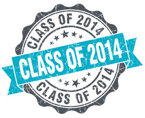 Obraz premium class of 2014 vintage turquoise seal isolated on white