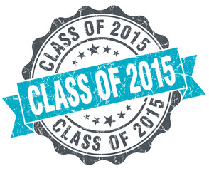 class of 2015 vintage turquoise seal isolated on white
