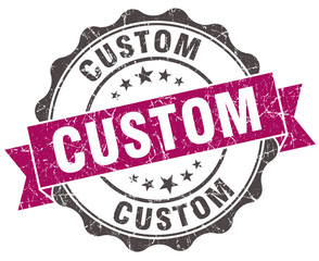 custom grunge violet seal isolated on white