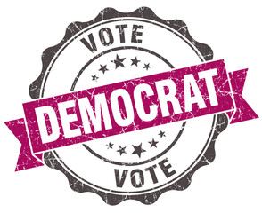 democrat grunge violet seal isolated on white