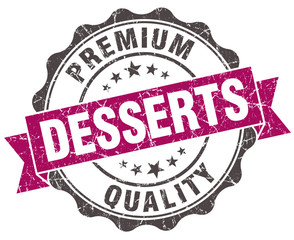 Obraz premium desserts grunge violet seal isolated on white