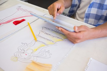 College student using tablet pc