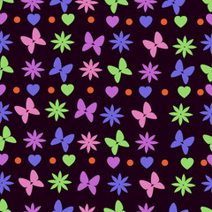 Pattern butterfly, heart, flower