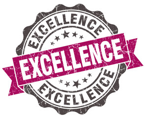 excellence grunge violet seal isolated on white