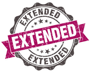 extended grunge violet seal isolated on white