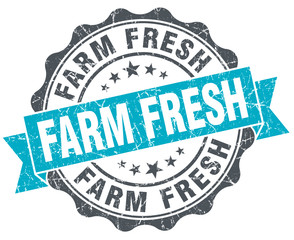 farm fresh vintage turquoise seal isolated on white