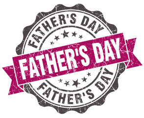 father's day grunge violet seal isolated on white