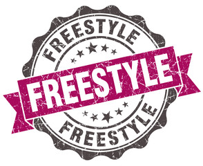 Obraz premium freestyle grunge violet seal isolated on white