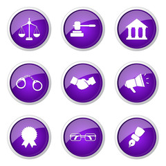 Law Sign Violet Vector Button Icon Design Set