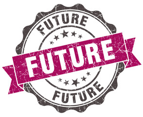 future grunge violet seal isolated on white