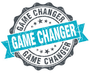 game changer vintage turquoise seal isolated on white