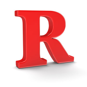 Dice with letter R (clipping path included)