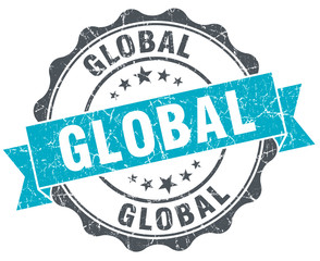 Fototapeta premium global vintage turquoise seal isolated on white