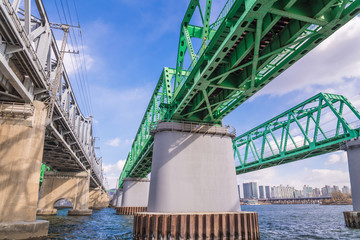 Fototapeta premium Large bridge highway over the river in Seoul, Korea