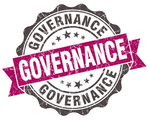 governance grunge violet seal isolated on white