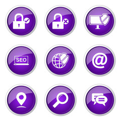 SEO Internet Sign Violet Vector Button Icon Design Set 3