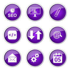 Fototapeta premium SEO Internet Sign Violet Vector Button Icon Design Set 6