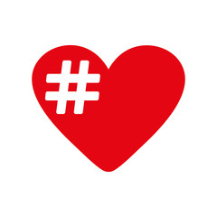 Fototapeta premium The hash love icon. Hashtag heart symbol. Flat