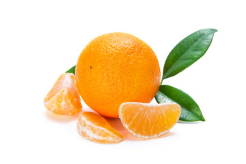 tangerine with leaves