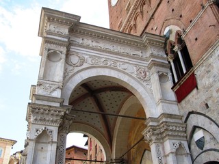 Details vom Piazza del Campo in Siena - Italien