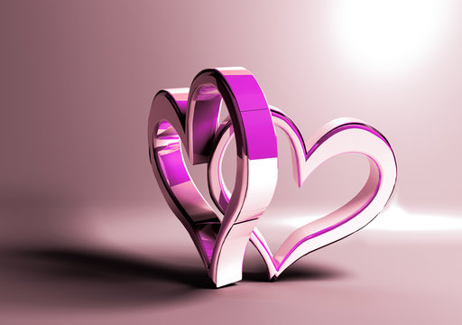 3D purple hearts