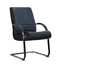 Modern office chair from black leather. Isolated