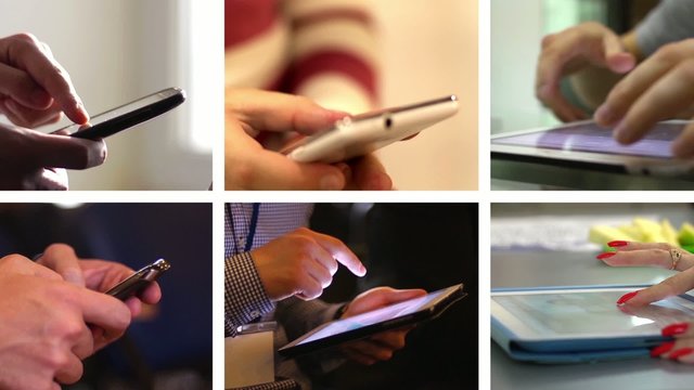 Collage sliding and typing touchscreen phone and tablet computer