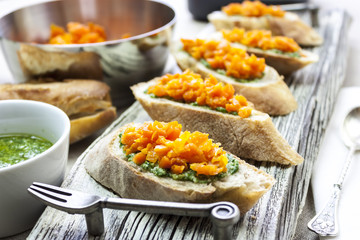 Baguette and carrot dip