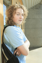 Secondary student on the playground of his school