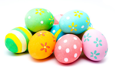 Colorful handmade easter eggs isolated