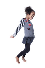 Adorable african little girl with beautiful hairstyle isolated o