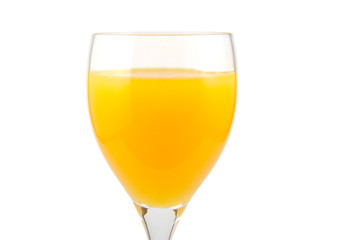 Glass of fresh orange juice isolated on white background