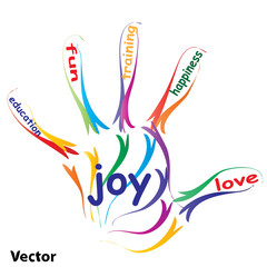Vector hand print education concept text