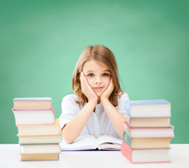 happy student girl with books at school