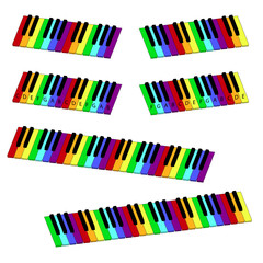 isometric colorful piano keyboard set