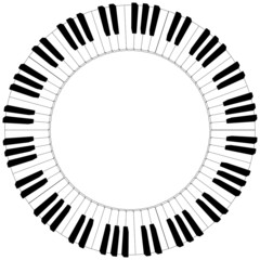 Fototapeta premium round black and white piano keyboard frame