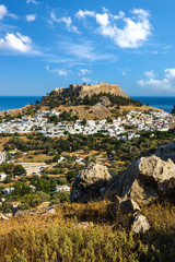 Fototapeta na wymiar Town of Lindos and Acropolis on the island of Rhodes