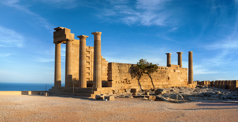 Ruins of ancient Doric temple in Lindos