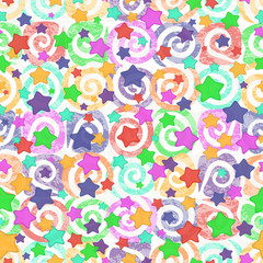 Seamless pattern, colored stars