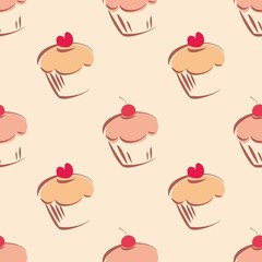 Tile vector cute cupcake pattern or decoration wallpaper