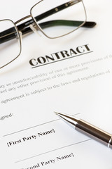 Contract and Pen with Glasses