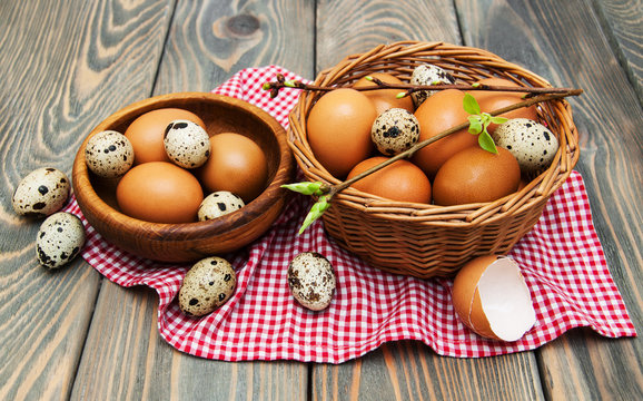 different types of eggs in a basket