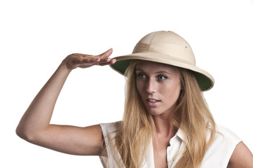 Young Woman in safari hat