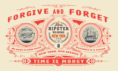 Card design with engraving and  floral details. Organized by lay © Roverto