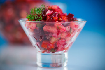 salad of boiled vegetables with beets