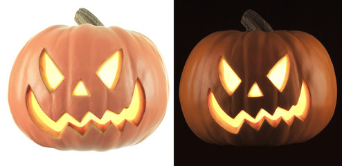 A beautiful pumpkin in a studio black background