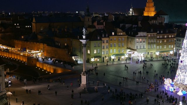 Christmas decorations in Warsaw, Poland. UHD, 4K