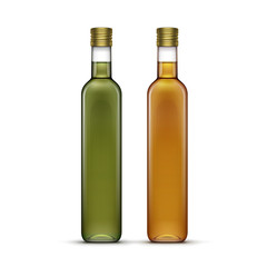 Vector Set of Olive or Sunflower Oil Glass Bottles