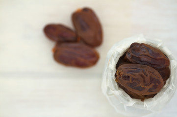 Dates on a vintage wooden background