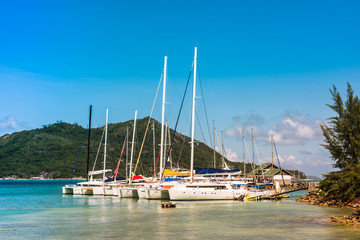 Yachts Marina at Praslin island Seychelles